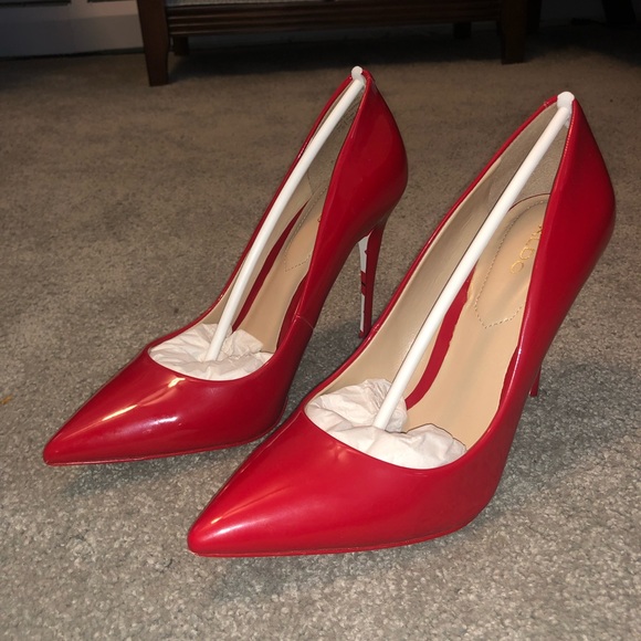 Aldo Shoes Aldo Heels Red With Red Lips On Bottoms